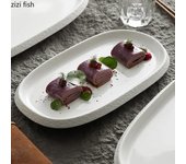 Plato ovalado con borde estampado de piedra, vajilla de cerámica, plato de pescado humeante, plato de postre, platos de carne, vajilla de concepción artística