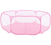 Corralito portátil para mascotas pequeñas, transparente, para cachorros, gatos, conejos, tienda de campaña para exteriores, color rosa