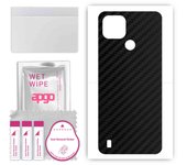 apgo Protective Skin Sticker for the back compatible with Realme C21, Wrap Film, Foil, Vinyl - Pattern Carbon Black