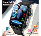 LIGE Reloj inteligente ECG para hombre, resistente al agua, función de primeros auxilios SOS, deportivo, con llamadas Bluetooth, reloj inteligente para mujer silicone strap negro