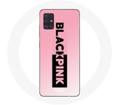 Coque pour Samsung Galaxy A71 Blackpink Groupe de K-pop Logo Noir Rose Fond Rose