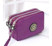 Monedero con múltiples ranuras y tres cremalleras para mujer, cartera de nailon con cordón de gran capacidad, accesorios de moda