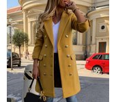 Abrigo de lana para mujer, otoño invierno, manga larga, color puro, cuello vuelto, cruzado, abrigo para mujer, abrigo largo para mujer XS negro