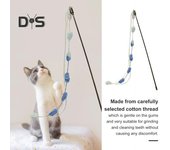 Teaser interactivo para gatos con campana, borla, varita de juguete para gato con bola peluda, palo de burla para gatos, suministros para tienda de mascota doméstica azul