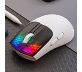 Ratón inalámbrico para juegos, recargable, compatible con Bluetooth, mecánico, 5 velocidades, DPI ajustable para computadora, PC, portátil, tableta Wireless blanco