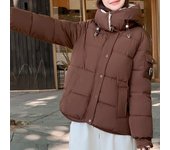 Abrigo de invierno de moda, prendas de vestir exteriores para mujer, chaquetas casuales holgadas, gruesas y cálidas para mujer, parkas cortas con capucha para invierno M negro