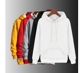 Sudadera con capucha de color sólido amarillo para hombre - Suéter deportivo informal de otoño/invierno, chaqueta holgada de poliéster de manga larga. L gris