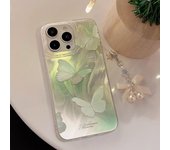 Funda premium de estilo coreano para iPhone 15 Pro Max 14 13 12 11 Xsmax XR - Mariposa con purpurina azul y verde para mujeres, niñas y mujeres, funda duradera a prueba de roturas iPhone 15 Pro Max
