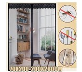 Cortinas magnéticas de verano, malla de pantalla en la puerta, mosquitera antimoscas, malla para puerta, cierre automático, fácil instalación W70 x H200cm negro
