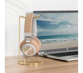 Soporte para auriculares Iron Line, soporte de metal dorado, soporte para auriculares, bonito soporte para auriculares inalámbricos Bluetooth, soporte para casco de jugador oro rosa