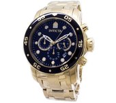 Invicta Pro-Diver Chronograph Gold Tone 200M 0072 Reloj Hombre negro