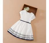 Vestido de princesa de manga corta para niñas, vestido de verano de algodón con cuello redondo, tutú blanco, ropa para niños de 5 a 12 años 110 blanco