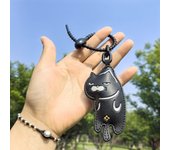 Llavero con forma de gato de expresión, colgante de cuero con forma de gato de dibujos animados, llavero para coche, bonito bolso, accesorio, regalo para niña.
