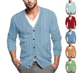 Chaqueta tipo cárdigan informal de manga larga con botones y botonadura sencilla para hombre L azul