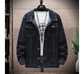 Ropa de hombre, chaqueta vaquera a la moda para hombre, tallas grandes, ropa de abrigo para otoño y primavera, abrigos vaqueros informales para hombre de gran tamaño L negro