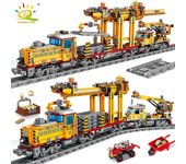 1270 Uds. Tren de carga eléctrico de ciudad, bloques de construcción con batería, juego de vías de ferrocarril, ladrillos, juguetes para niños, regalo