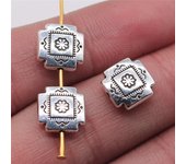 5 uds., cuentas cuadradas pequeñas de 4x10mm, accesorios de joyería de aleación de Metal DIY, Color plata antigua