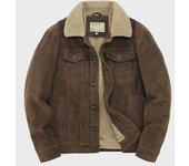 Chaqueta de pana de algodón con solapa de invierno para hombre con forro de terciopelo en tallas grandes. M gris