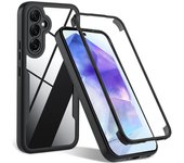 A55 A35 A25 A15 A05S Funda 360 Fundas transparentes para teléfono de doble cara para Samsung Galaxy A05 A05S A15 A25 A35 A55 5G S24 Ultra Plus Cubierta de pantalla de lente de cámara For Samsung Galaxy A25 5G negro