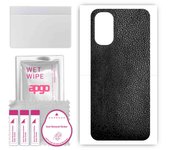 apgo Protective Skin Sticker for the back compatible with Motorola Moto G71, Wrap Film, Foil, Vinyl - Pattern Black Leather