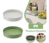 Estante de especias para almacenamiento de cocina, bandeja organizadora de mesa giratoria de 360 ​​grados, estante para botellas de condimentos, plato, organizador de cosméticos, 1 ud. blanco