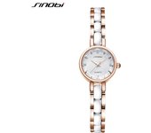 SINOBI, el más nuevo reloj de pulsera a la moda para mujer, pulsera dorada rosa brillante, relojes para mujer, relojes de cuarzo con diamantes de lujo para mujer blanco