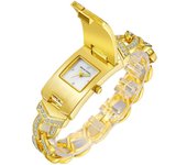 Reloj de cuarzo 2023, cadena de acero inoxidable, reloj de oro a la moda, relojes de pulsera para mujer
