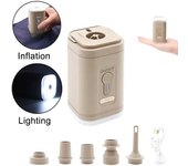 Bomba de aire eléctrica, compresor de aire inalámbrico portátil, inflador/desinflador, bombas para cojines inflables, colchones de aire, botes, anillos de natación caqui
