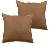 Lot de 2 taies d’oreiller Palace pur coton teint lavé 63 fils/cm² Vent du sud - Palace Cognac - Lot de 2 taies d'oreiller 65 x 65 cm