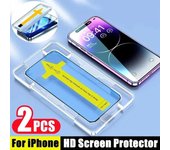 Protector de pantalla de cobertura completa para iPhone, cristal templado HD de instalación con un solo clic, 14, 11, 12, 15, 13 Pro Max Mini X XR XS MAX 7 8 Plus, 2 uds. iphone 11 puro
