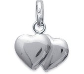 Les Trésors De Lily [D7287] - Pendentif Argent 'Coeurs Duo' argenté - 8x15 mm plata
