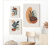 Pósteres e impresiones de hojas nórdicas, cuadros de pared, decoración para sala de estar, florero bohemio Natural, línea de hoja, cuadro sobre lienzo para pared abstracto 21cm×30cm NoFrame