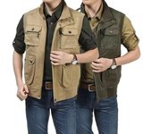 Chaleco de viaje clásico de alta calidad para hombre, chaqueta 100% de algodón sin mangas, ropa táctica con múltiples bolsillos, M-4XL 4XL