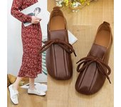 Zapatos planos cómodos con punta redonda para Mujer, mocasines con cordones, nuevas zapatillas informales para Mujer, Zapatos bajos para Mujer 35 marrón oscuro
