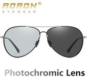 AORON Marco de metal Gafas de sol polarizadas fotocrómicas Moda Clásica Marca Diseño Gafas Gafas gafas para hombres Photochromic Polarized oro