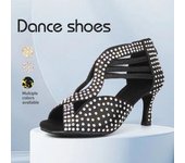 Zapatos de baile con lentejuelas para mujer y niña, zapatos de salón para fiesta, baile latino, Jazz, Salsa, actuación, zapatos de baile a la moda con tacón de 5/7/9CM 6cm-36 negro