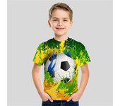 Camisetas divertidas con estampado 3D de fútbol, deportes y fitness para niños y niñas, camisetas de cuello redondo, ropa de bebé, nueva camiseta transpirable para niños. 100
