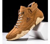 Botas de hombre hechas a mano, diseño nuevo 2024, zapatillas de deporte para hombre, zapatos casuales de cuero para exteriores, botines para hombre, transpirables, gran oferta 39 beige