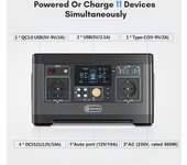 Central eléctrica portátil Flashfish P63 140400mAh/520Wh Generador solar de 500 W CPAP Central de baterías con 2 tomas de corriente alterna de 230 V / 4 puertos CC / 1 puerto de carga rápida / 2 puertos USB / 1 puerto automático para campamento exterior Copia de seguridad de baterías de emergencia RV
