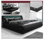 Cama de matrimonio con canapé Rodas en color negro con colchón (160x200cm)