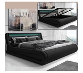 Cama de matrimonio con canapé Rodas en color negro (160x200cm)