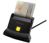 AISENS Lector De Tarjeta Dni Con Lector De Tarjetas SIM, SD, Micro SD, MMC, RS-MMC, MMC Micro, USB-C, Negro