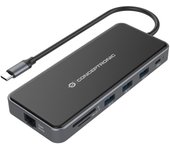 Conceptronic DONN15G base para portátil y replicador de puertos Alámbrico USB 3.2 Gen 1 (3.1 Gen 1) Type-C Gris