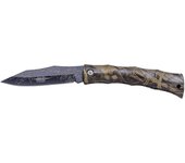 Nueva Navaja JKR626, Navaja sin bloqueo con Hoja de 8 cm de Acero Inox Pavonada, Mango Decorado ABS de 9,5 cm, Largo total de la navaja de 17,5 cm.