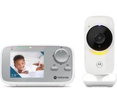Motorola Nursery VM482ANXL - Monitor de video para bebé - Cámara - Visión nocturna infrarroja - Micrófono de alta sensibilidad, blanco/plateado