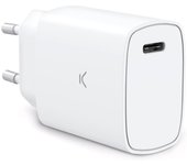 Ksix Cargador de red 20 W, Power Delivery, Carga rápida, Puerto USB-C, Blanco
