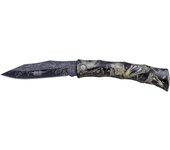Nueva Navaja JKR624, Navaja sin bloqueo con Hoja de 8 cm de Acero Inox Pavonada, Mango Decorado ABS de 9,5 cm, Largo total de la navaja de 17,5 cm.