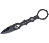 Benchmade STE-177BK Mini SOCP Cuchillo táctico liso con hoja de punta de lanza negra de 15,88 cm, incluye funda moldeada por inyección negra con agujero para cordón y clip compatible mollé