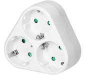 ORNO AE-13178 (GS) Adaptador de Enchufe de Pared 3 Conexiones Schuko Triangulares - Producto estándar alemán