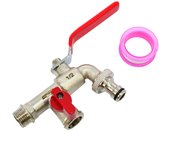 Awtools kran ogrodowy mosiądz niklowany podwójny 1/2" gwint zewnętrzny 2x3/4"